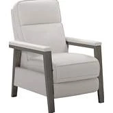 Ashland Manual Recliner in Cason Off White in Top Grain Leather & Grey Wood